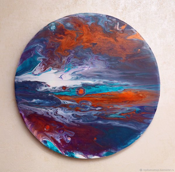 Флюид арт на круглом холсте
