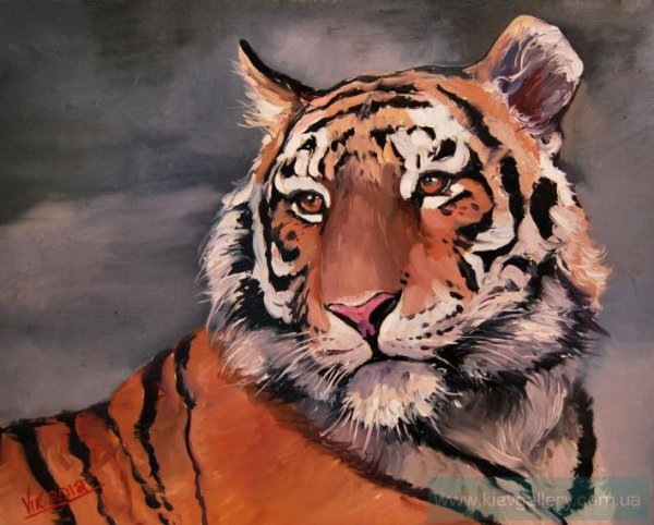 Тигр маслом на холсте