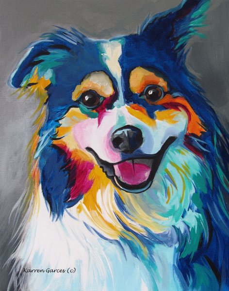 Собака акриловыми красками