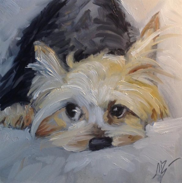 Собачка Йоркшир живопись