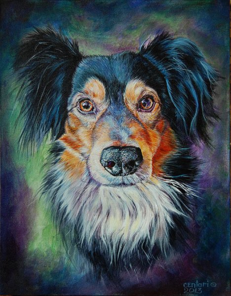 Собака акрилом