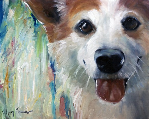 Корги картина маслом