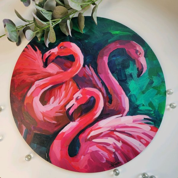 Фламинго живопись акрилом