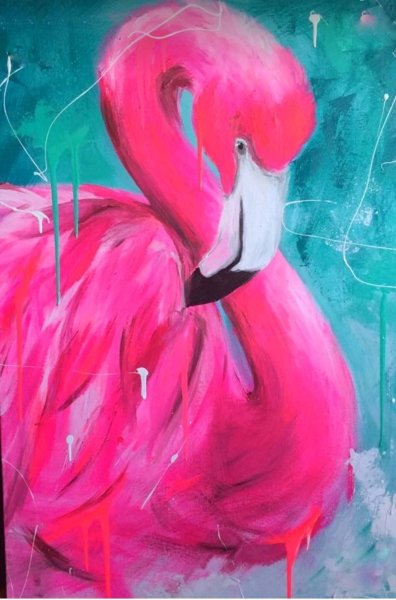 Картина розовый Фламинго