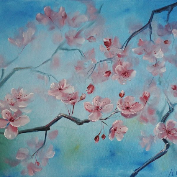 Сакура гуашью