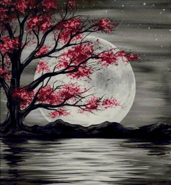 Сакура гуашью