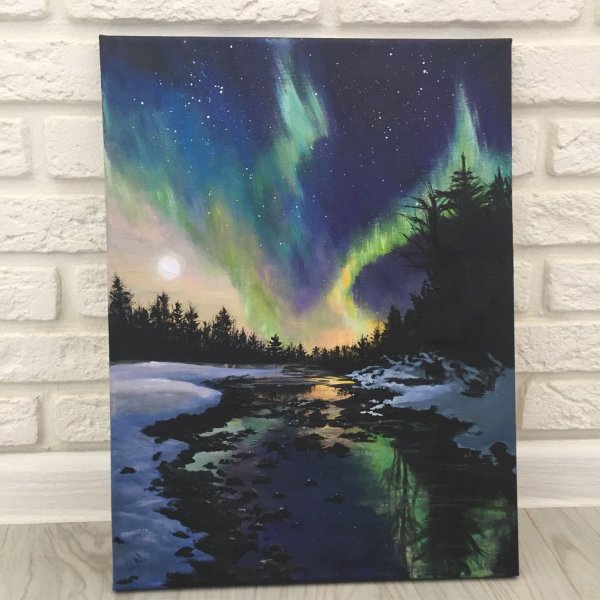 Северное сияние маслом