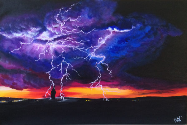 Молния гуашью