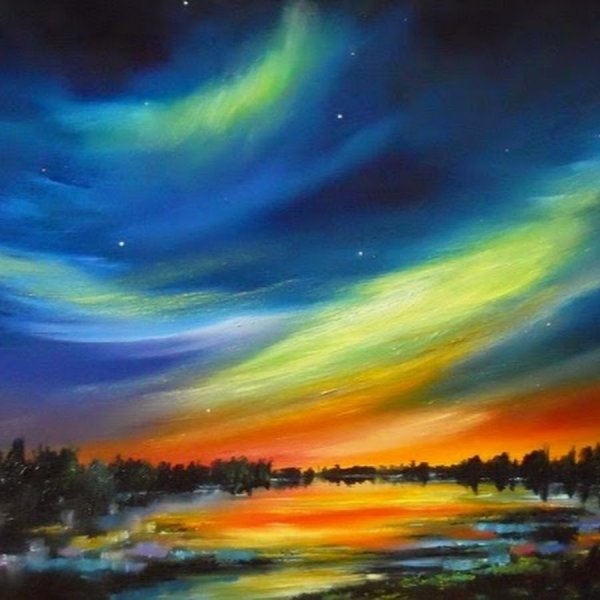 Северное сияние акрилом