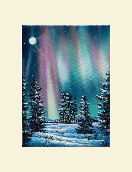 Северное сияние акрилом на холсте