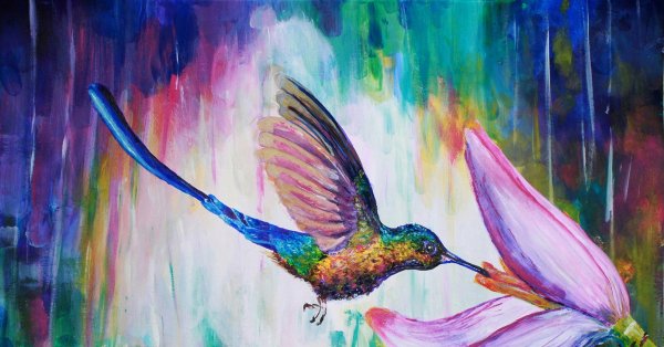 Колибри красками