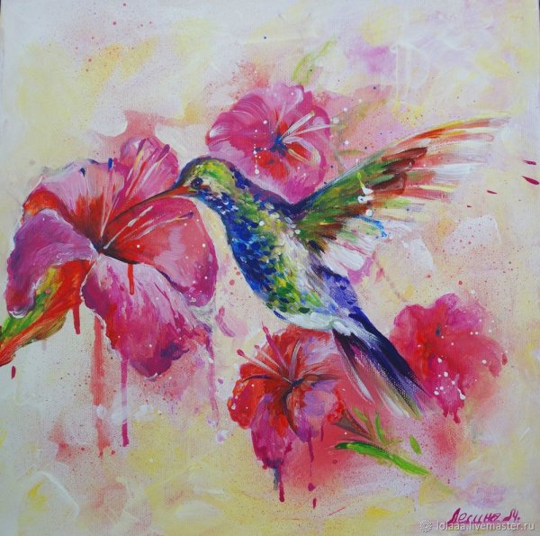 Колибри красками акриловыми