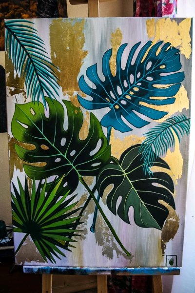 Монстера акрилом