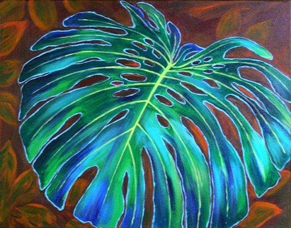 Тропические листья живопись