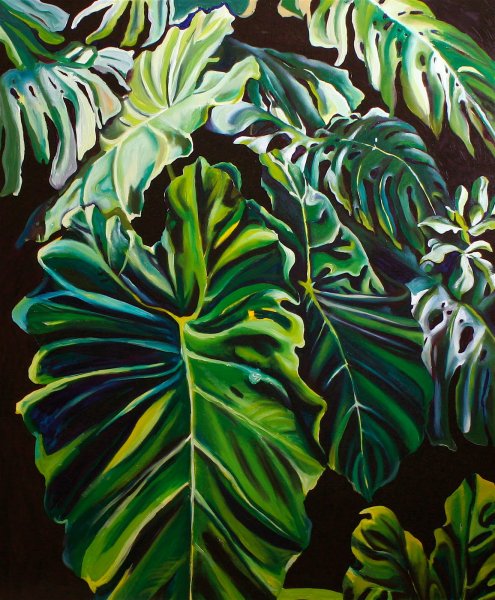 Лист монстеры витраж