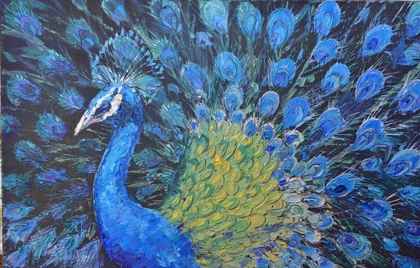 Павлин картина красками