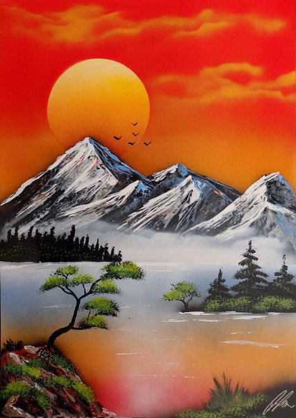 Спрей арт горы