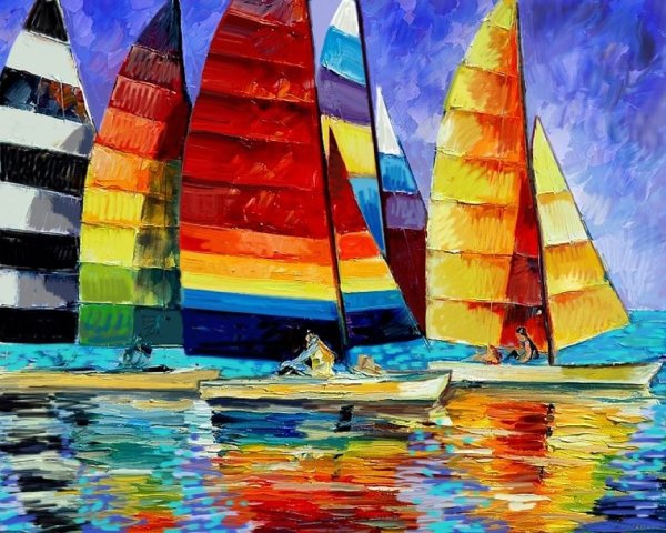 Разноцветные парусники