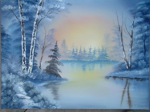 Зимний лес пейзаж Боб Росс