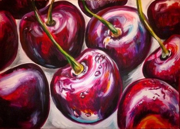 Вишня рисунок гуашью