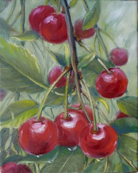 Вишня акрилом