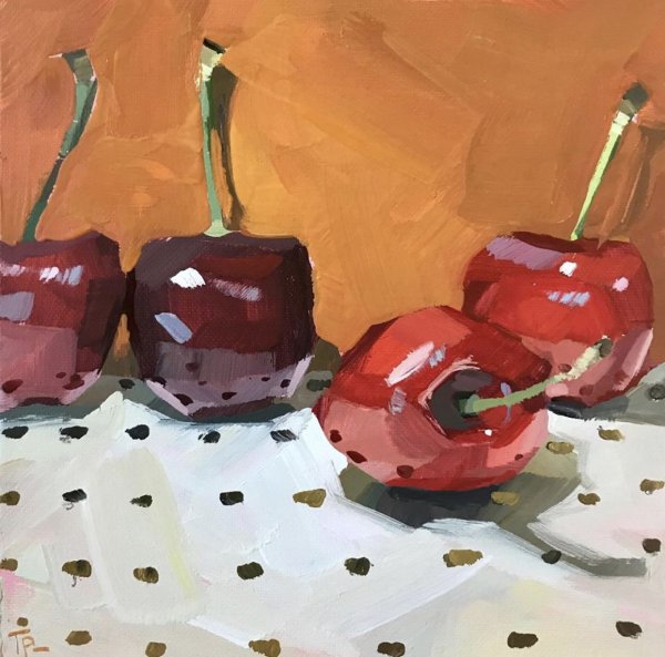 Ветка с черешней картины