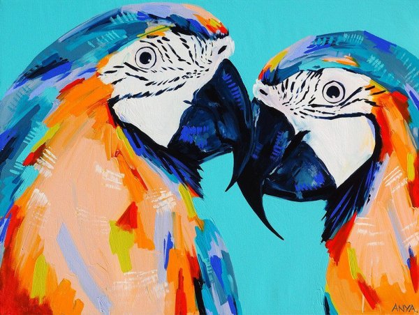 Попугай акрилом