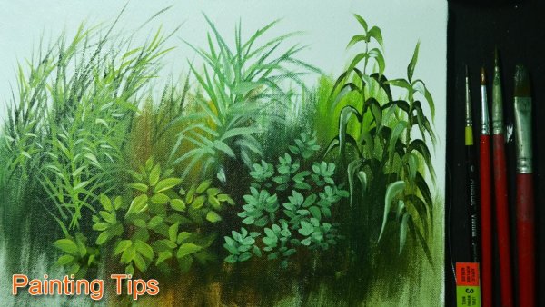 Рисуем траву акрилом