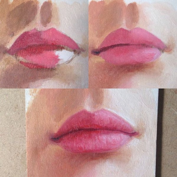 Губы рисунок красками акриловыми