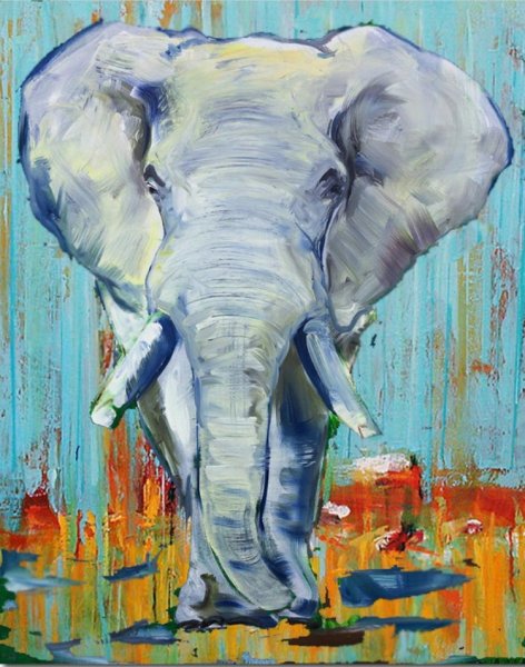 Слон масляными красками
