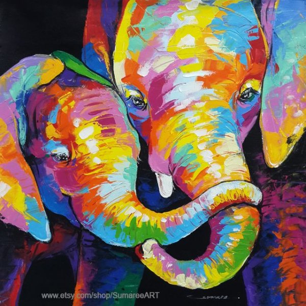 Слон акрилом на холсте