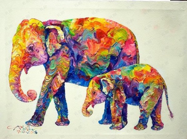 Слон декоративная живопись