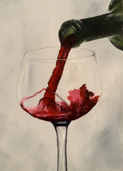 Бутылка вина акварелью