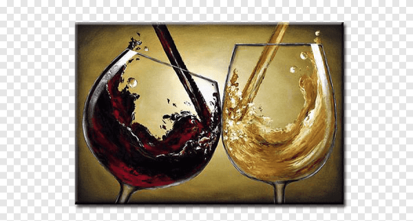Картина акрилом вино в бокале
