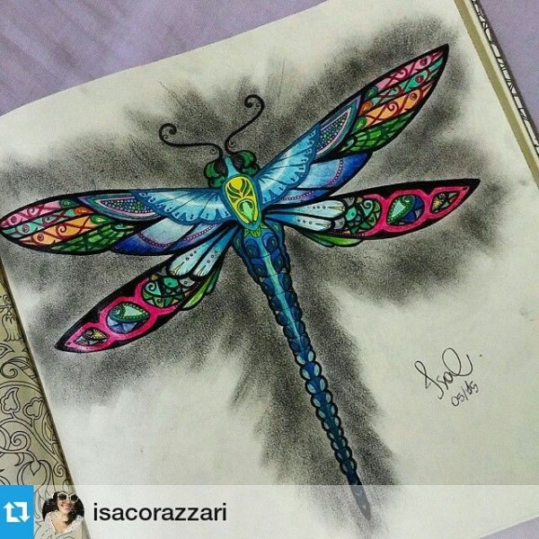 Стрекоза акрилом на ткани рисунок