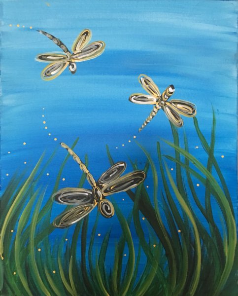 Стрекоза гуашью