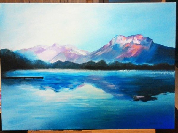 Горы ,море ...картины акрилом