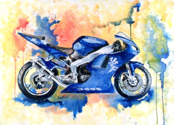 Картина маслом мотоцикл