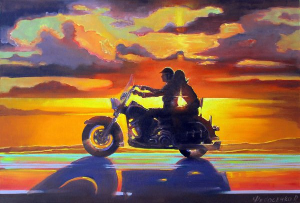 Мотоцикл в стиле поп арт