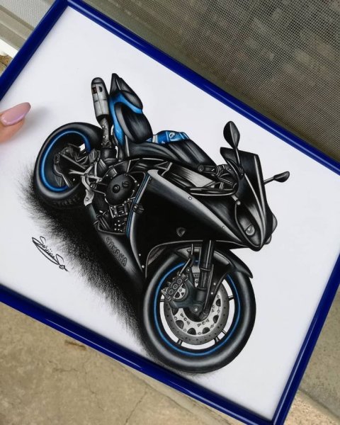 Мотоцикл акварель