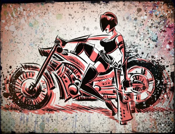 Картина маслом мотоцикл