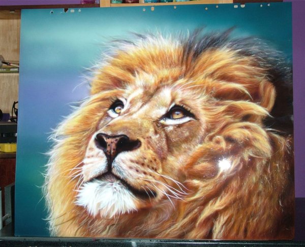 Лев красками