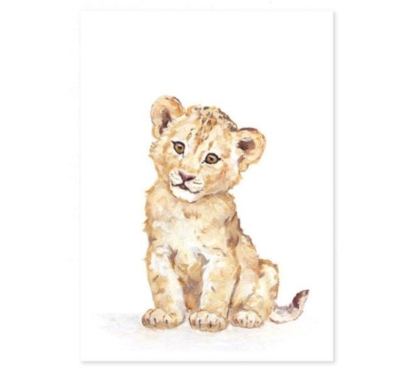 Львенок иллюстрация акварель