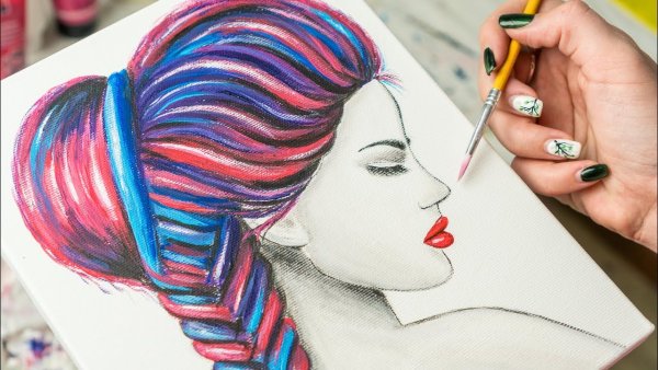 Разноцветная косичка рисунок