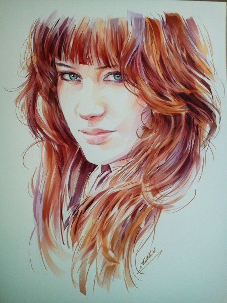 Волосы акварелью