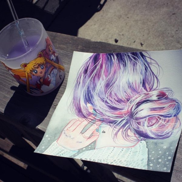 Волосы акварелью