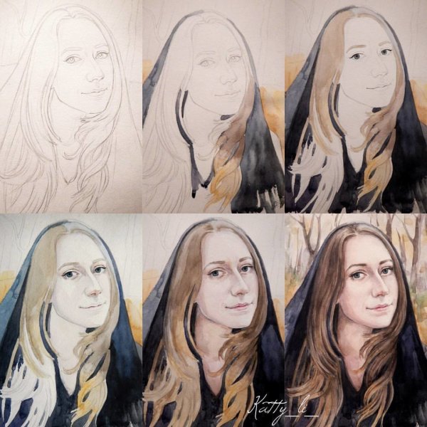 Поэтапный портрет в цвете