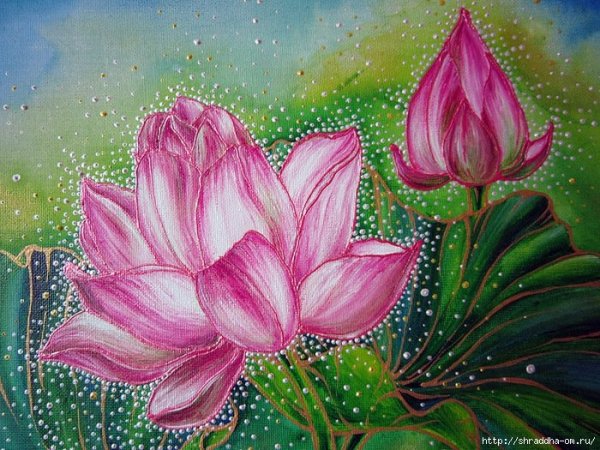 Лотос гуашью