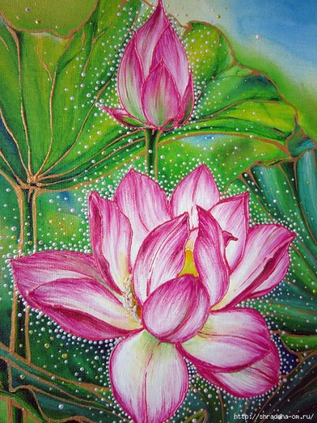 Цветы лотоса батик