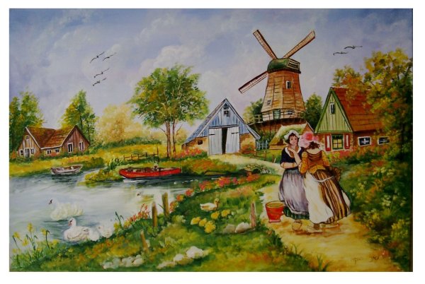 Домик в деревне акрилом